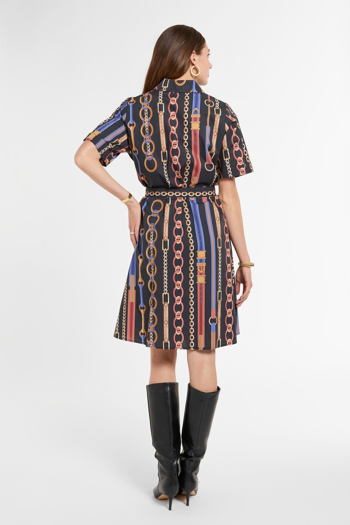 Michele Dress in Chain Print, back view | Eleanor Leftwich