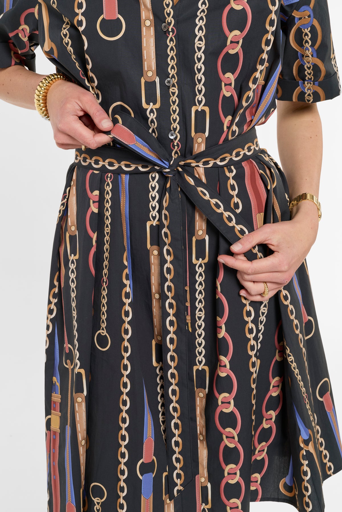 Michele Dress in Chain Print, close-up detail | Eleanor Leftwich