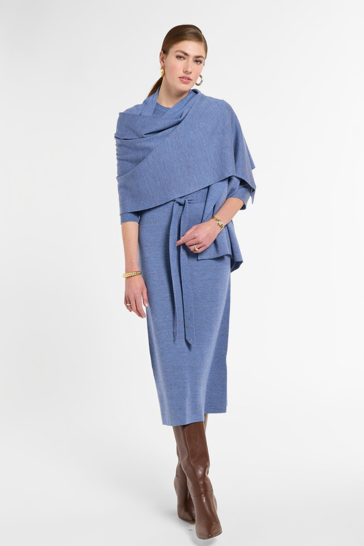 Wrap in Delft Multi, front view | Eleanor Leftwich