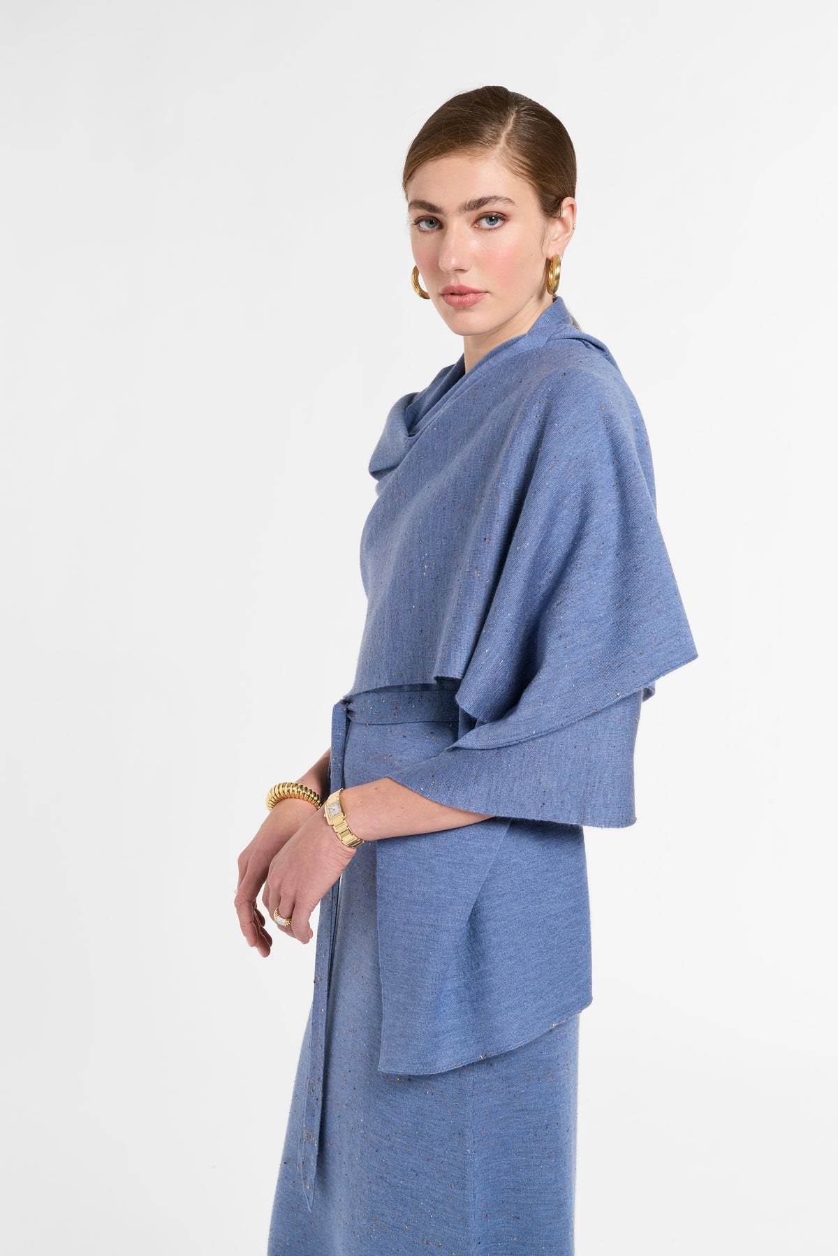 Wrap in Delft Multi, side view | Eleanor Leftwich