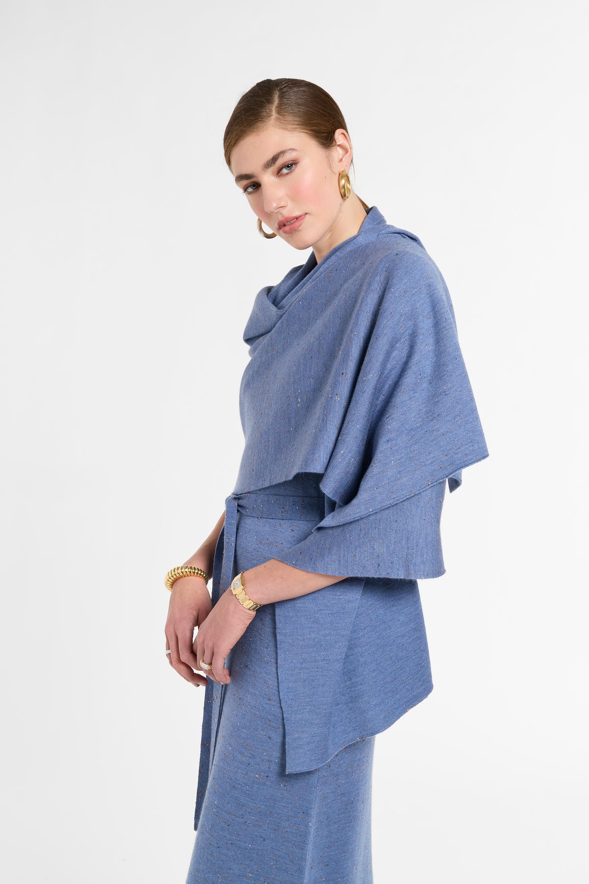 Wrap in Delft Multi, side view | Eleanor Leftwich