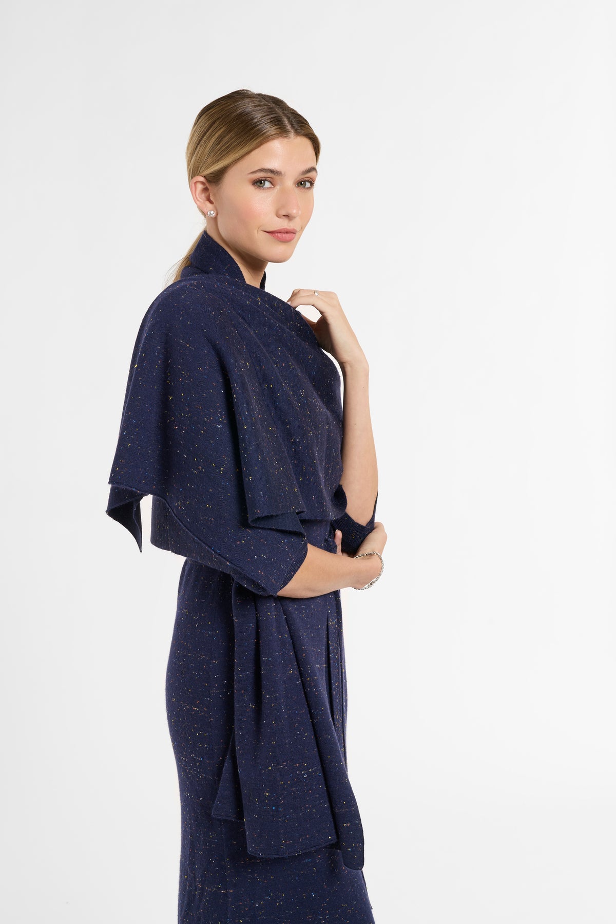 Wrap in Midnight Multi, side view | Eleanor Leftwich