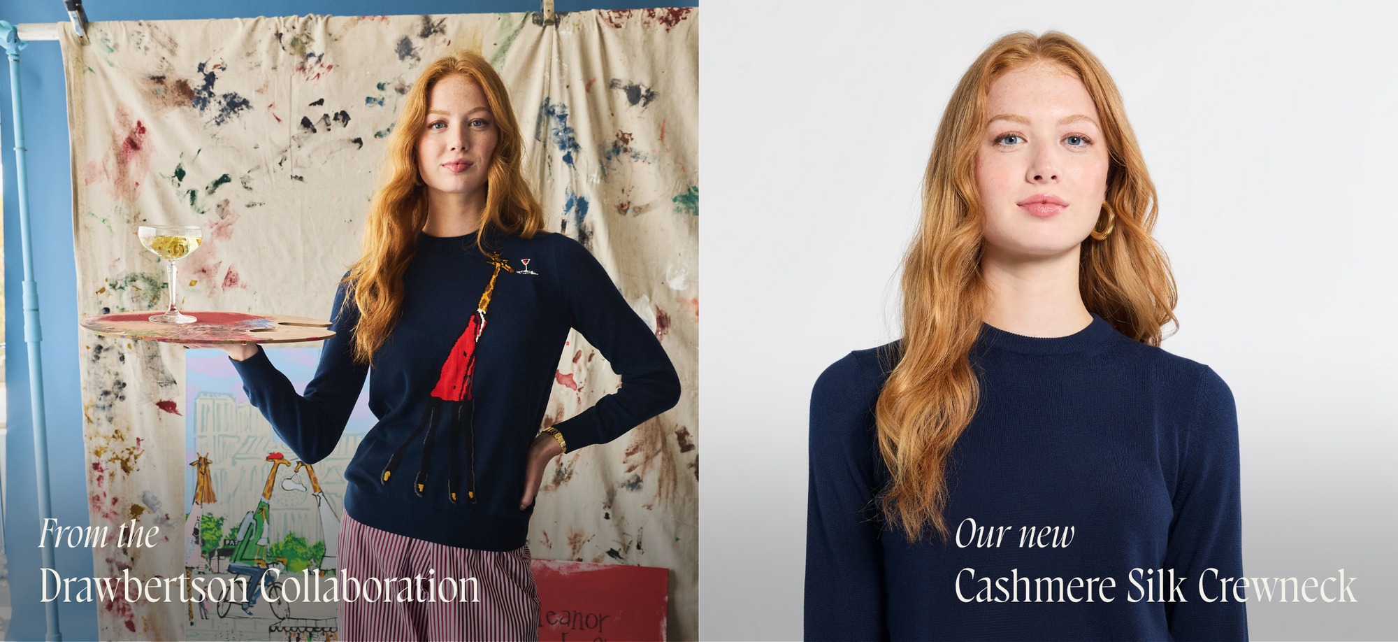 From the Drawbertson Collaboration, our new Cashmere Silk Crewneck