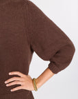 Close up of cashmere fabric on model in a studio