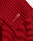 Ribbed red cashmere scarf detailing