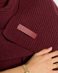 burgundy cashmere scarf detailing