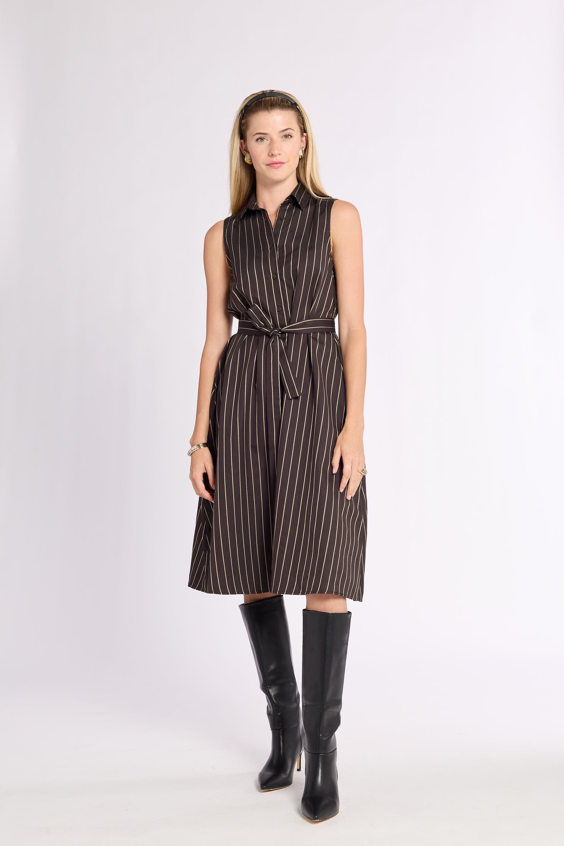 Lee Dress S / Chocolate Pinstripe