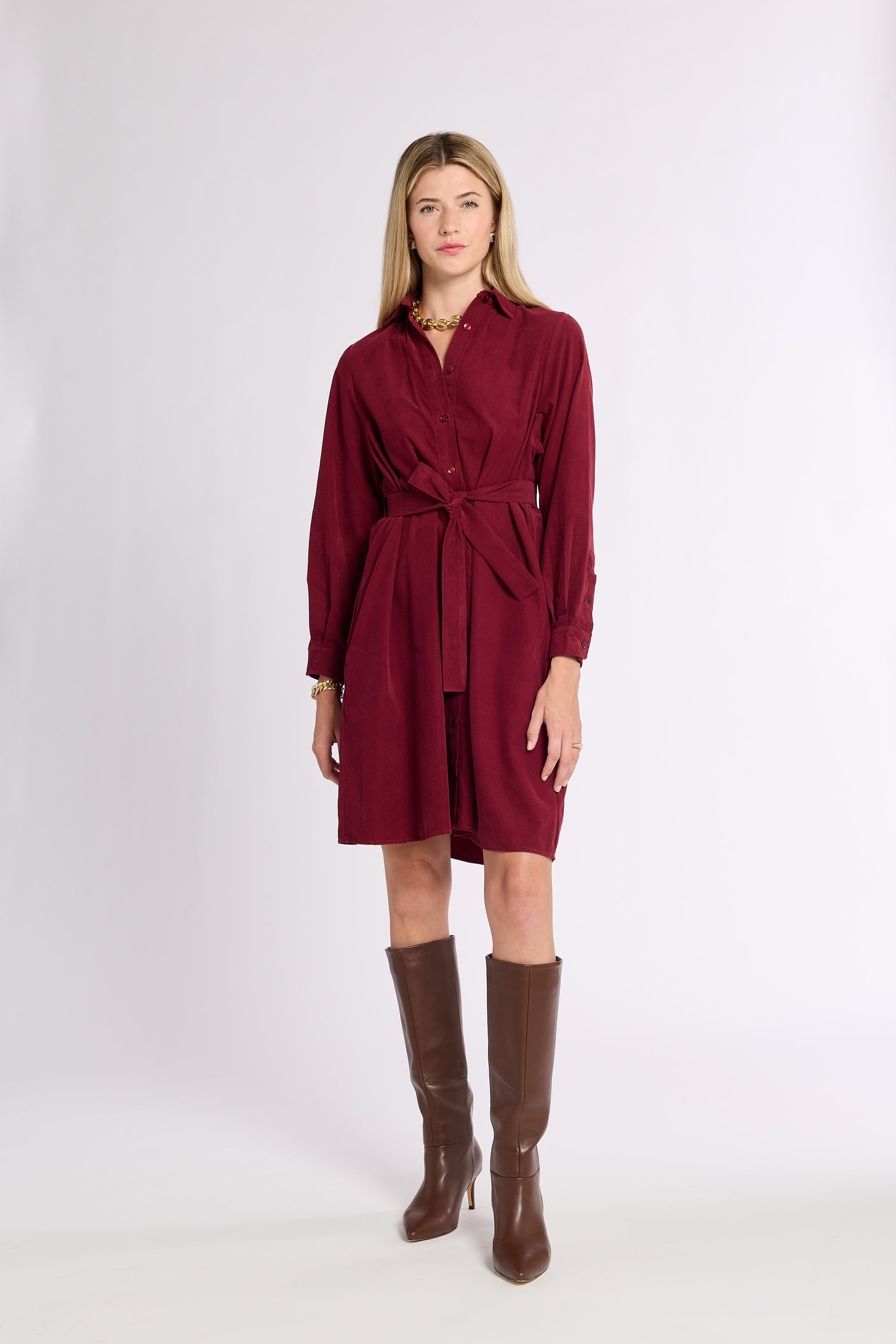 Stephanie Dress Cranberry Corduroy / XXS