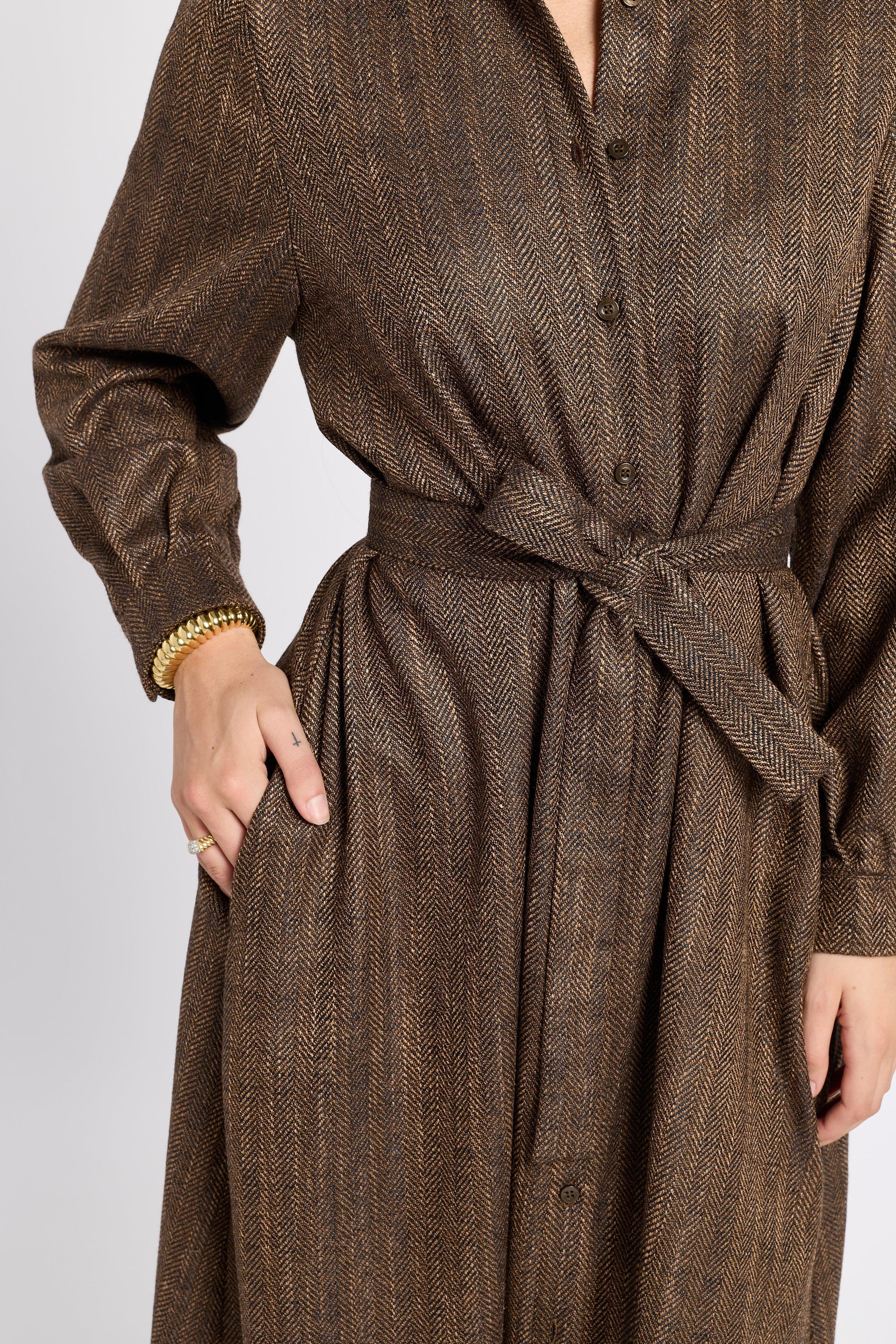 eleanor leftwich shirt dress Eleanor Shirt Dress Olive Stripe / 3XL / Pre-Order Core: Expected to ship in June
