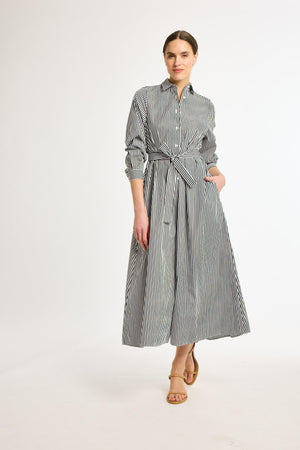 eleanor leftwich shirt dress Eleanor Shirt Dress Navy Stripe / 2XL