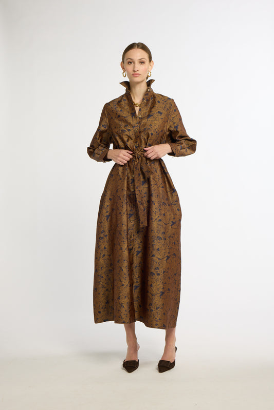 Limited Edition Eleanor Shirt Dress Navy & Copper Floral