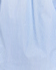 Close-up of a blue and white striped fabric texture