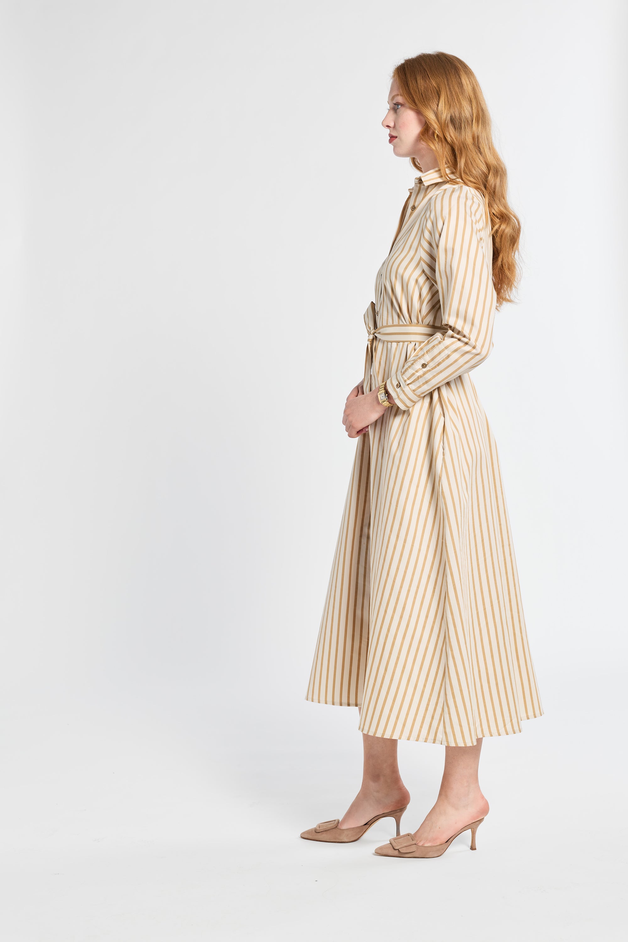 Side view of striped dress
