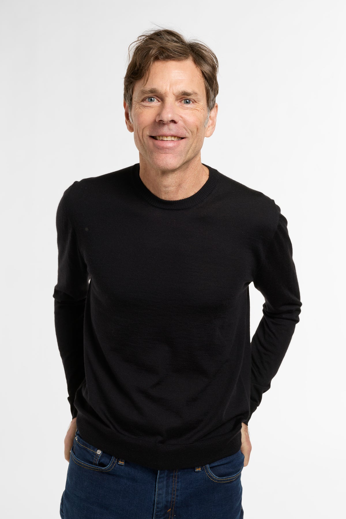 Men's All Season Crewneck in Black, front view