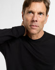 Men's All Season Crewneck in Black, close-up fabric and knit detail