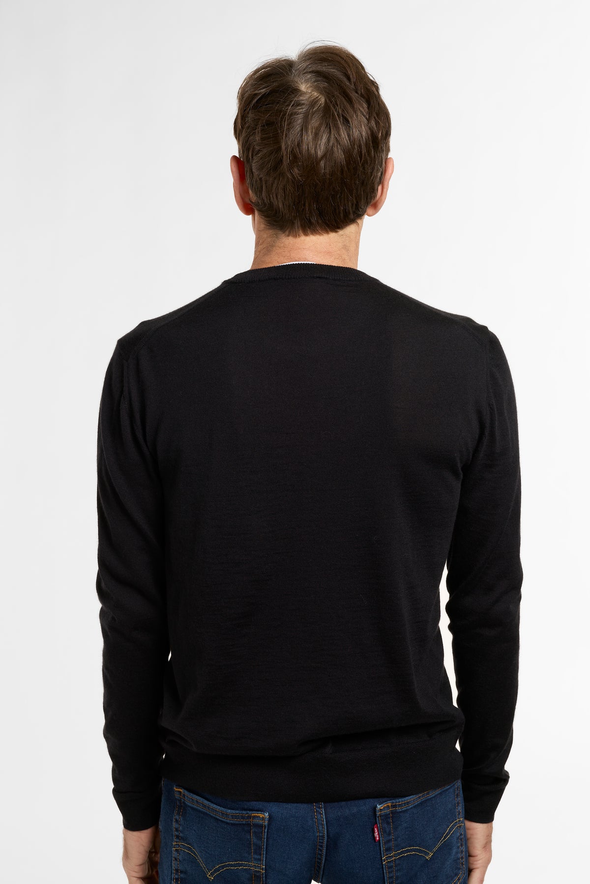 Men's All Season Crewneck in Black, back view