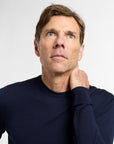 Men's All Season Crewneck in Navy, close-up fabric and knit detail
