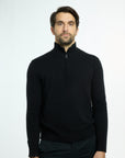 Men’s Baby Cashmere Quarter-Zip in Black, front view