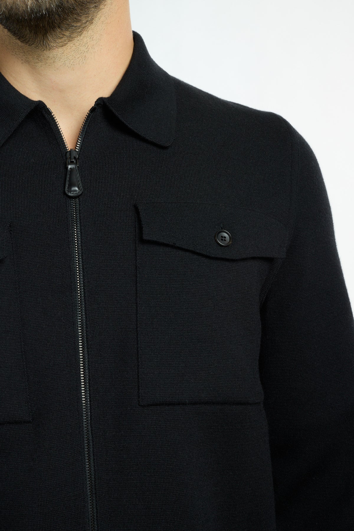 Men’s Shacket in Black, close-up detail