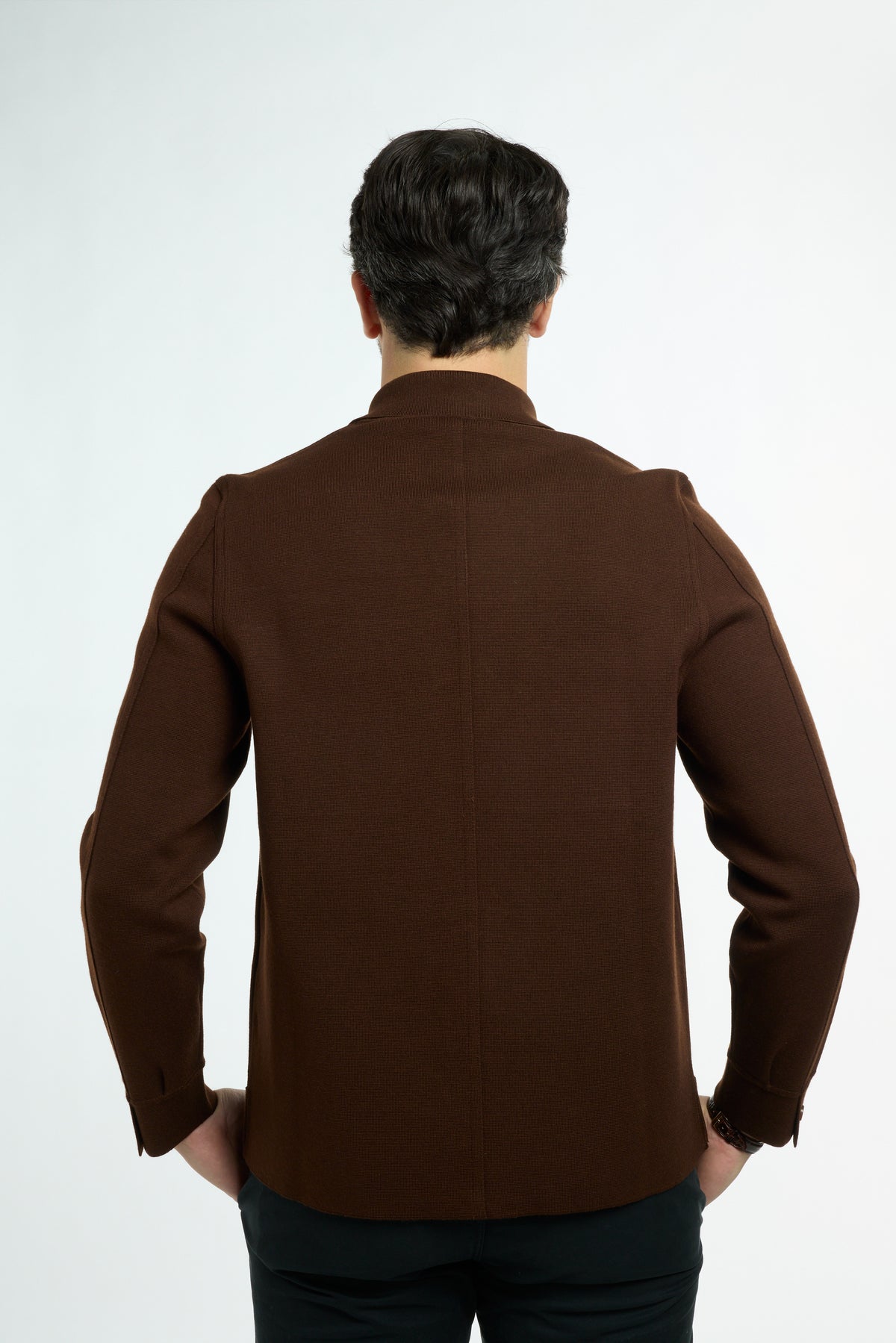 Men’s Shacket in Chocolate, back view