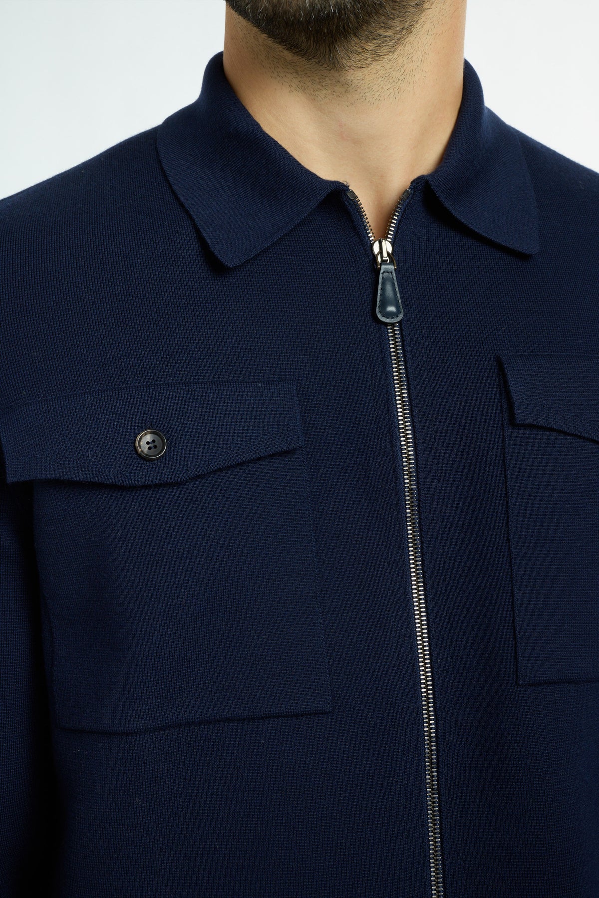 Men’s Shacket in Navy, close-up detail