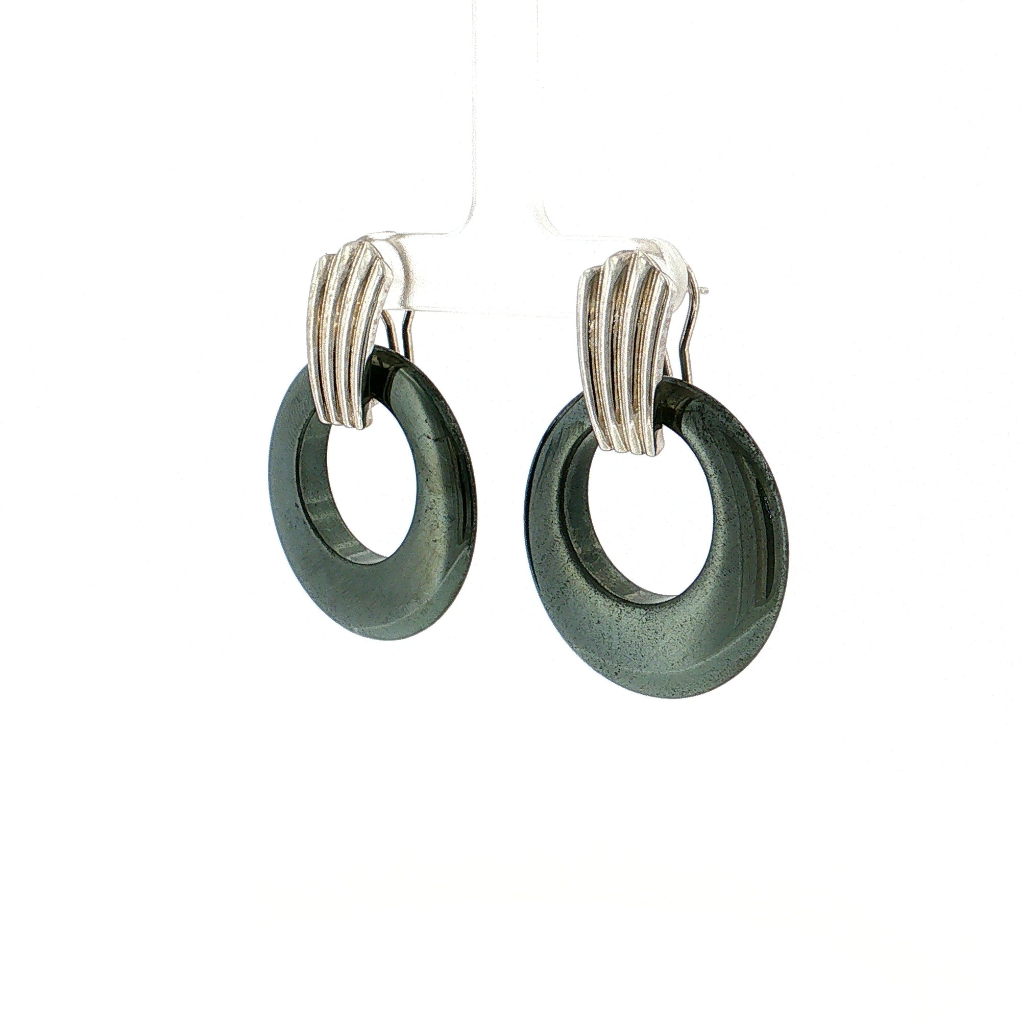 Eleanor Leftwich x Filigree Earrings Hematite &amp; Nephrite Jade in 14k