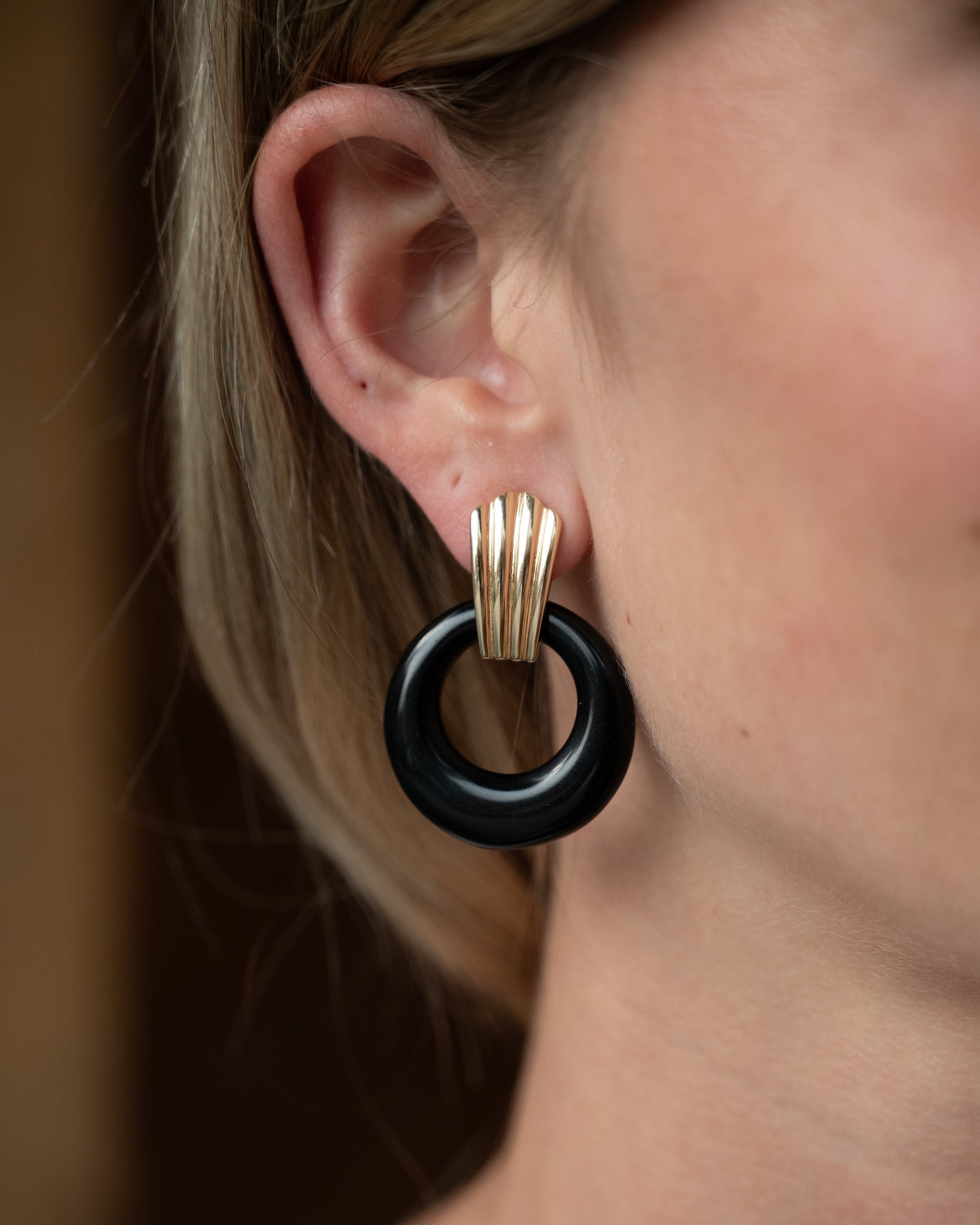 Eleanor Leftwich x Filigree Earrings Green Onyx &amp; Black Onyx in 14k