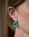Eleanor Leftwich x Filigree Earrings Reconstituted Turquoise & Carnelian in 14k