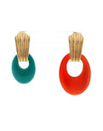 Eleanor Leftwich x Filigree Earrings Reconstituted Turquoise & Carnelian in 14k