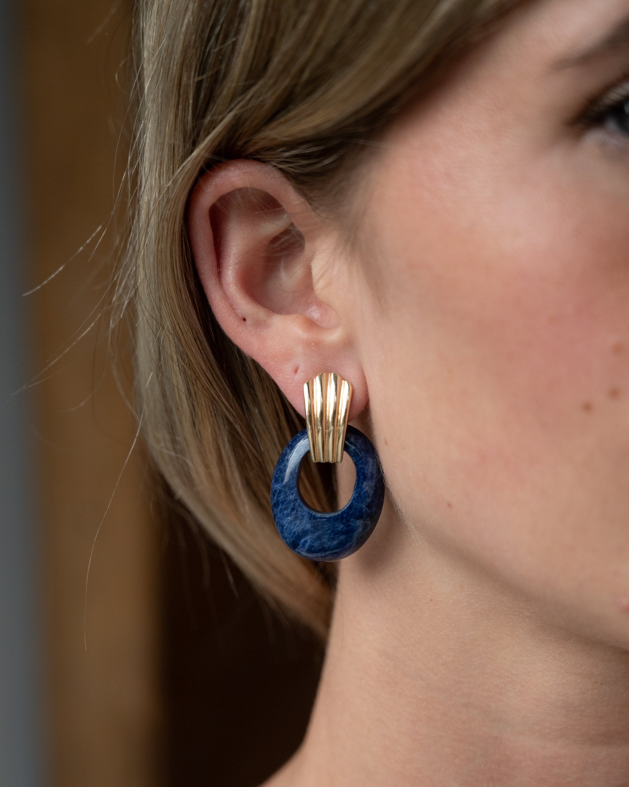 Eleanor Leftwich x Filigree Earrings Sodalite &amp; Carnelian in 14k