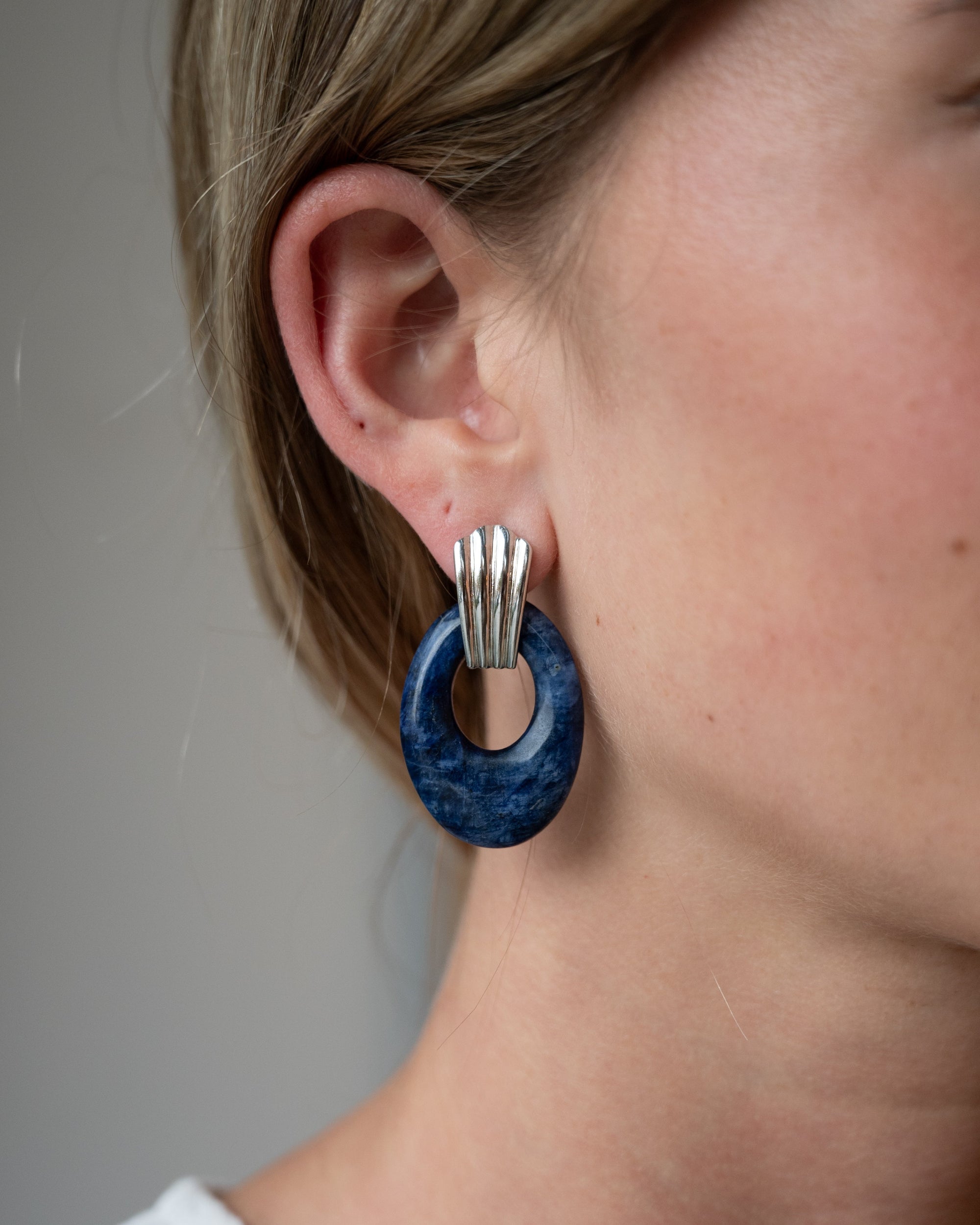 Eleanor Leftwich x Filigree Earrings Sodalite &amp; Rose Quartz in 14k