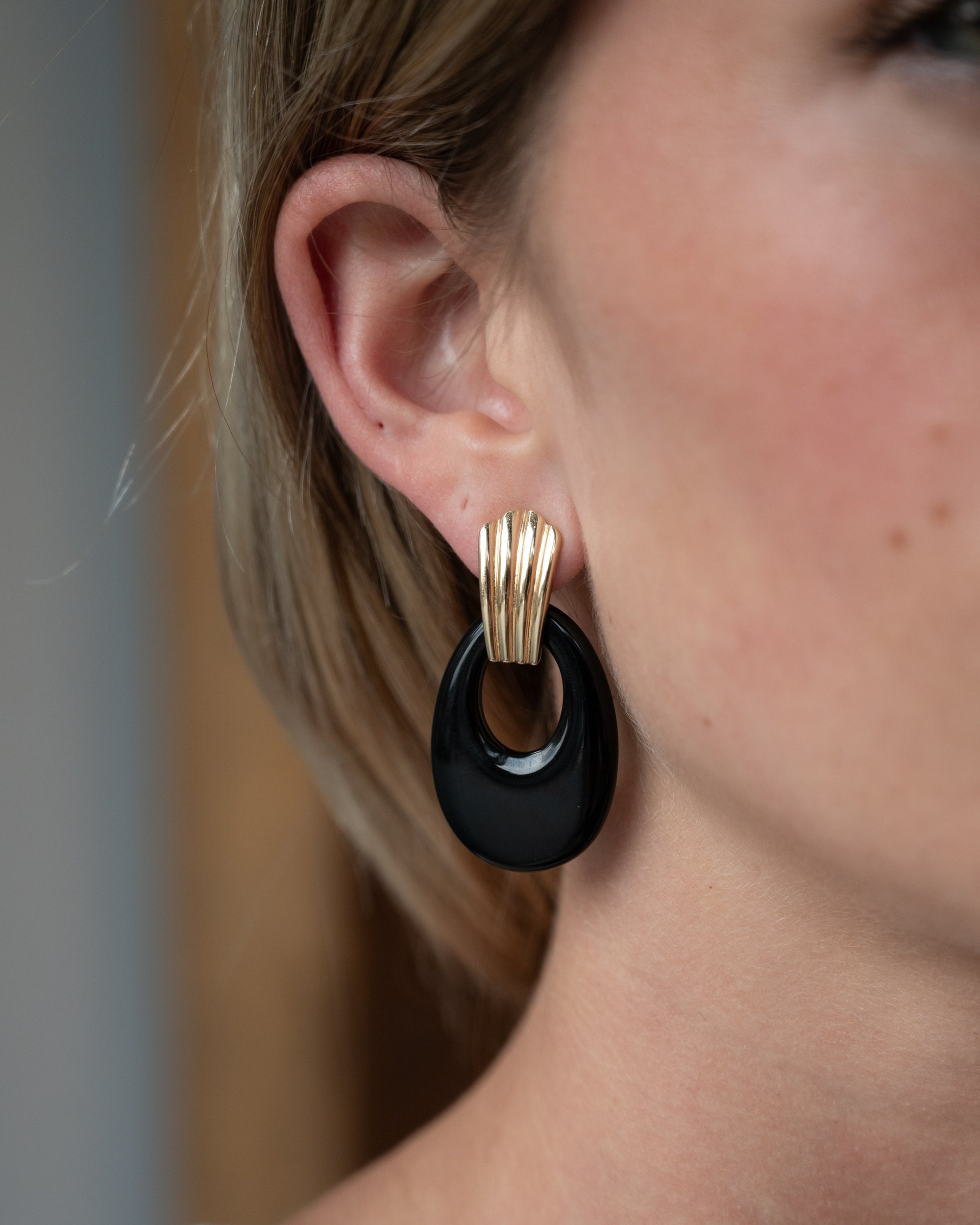 Eleanor Leftwich x Filigree Earrings Onyx &amp; Carved Bone in 14k