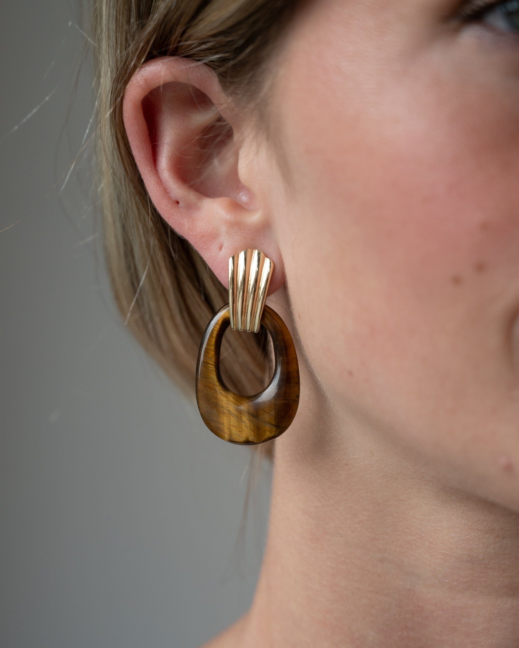 Eleanor Leftwich x Filigree Earrings Onyx &amp; Tiger's Eye in 14k