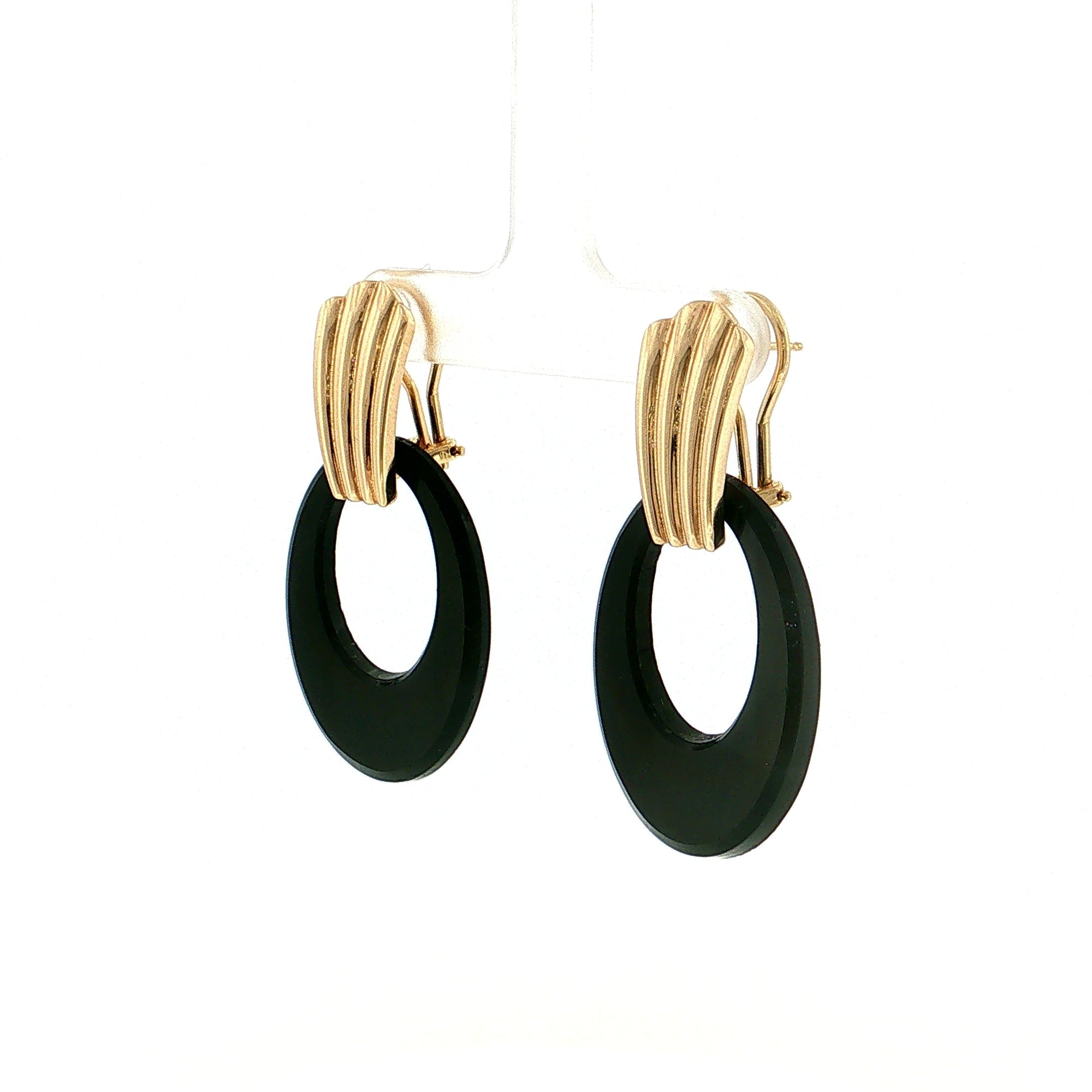 Eleanor Leftwich x Filigree Earrings Onyx &amp; Spiny Oyster Shell in 14k