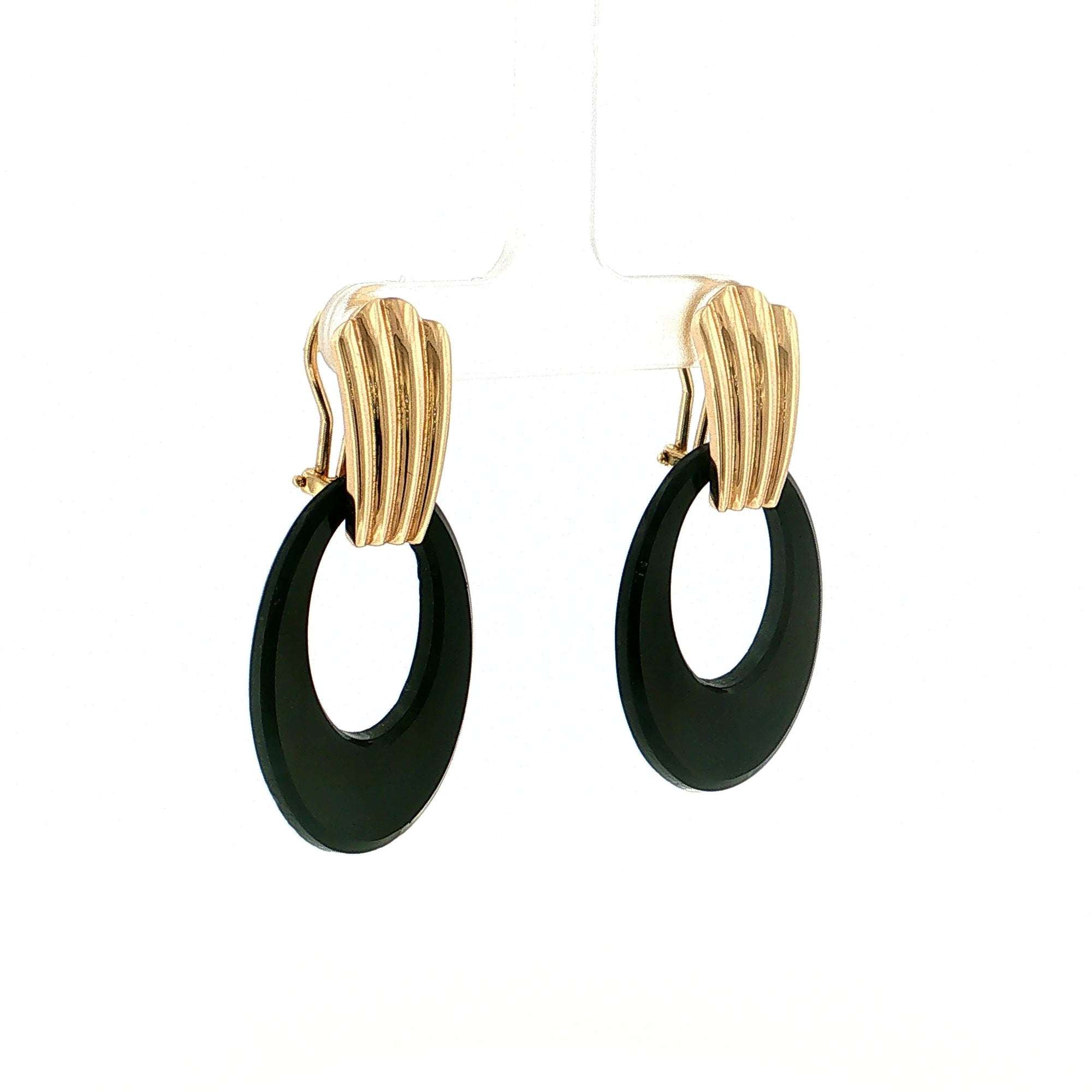 Eleanor Leftwich x Filigree Earrings Onyx &amp; Spiny Oyster Shell in 14k