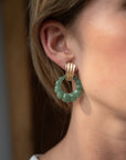 Eleanor Leftwich x Filigree Earrings Carved Jade & Green Aventurine in 14k
