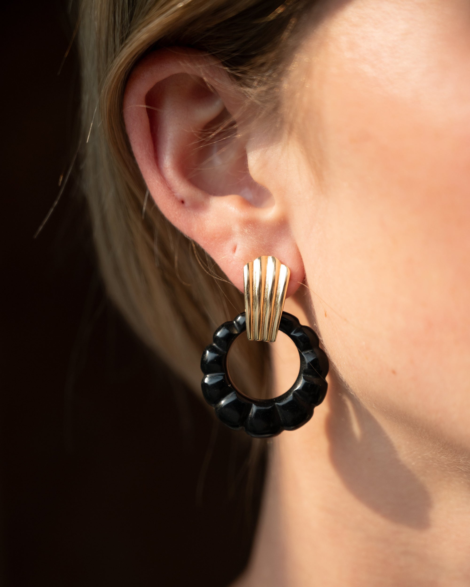 Eleanor Leftwich x Filigree Earrings Carved Jade &amp; Green Aventurine in 14k