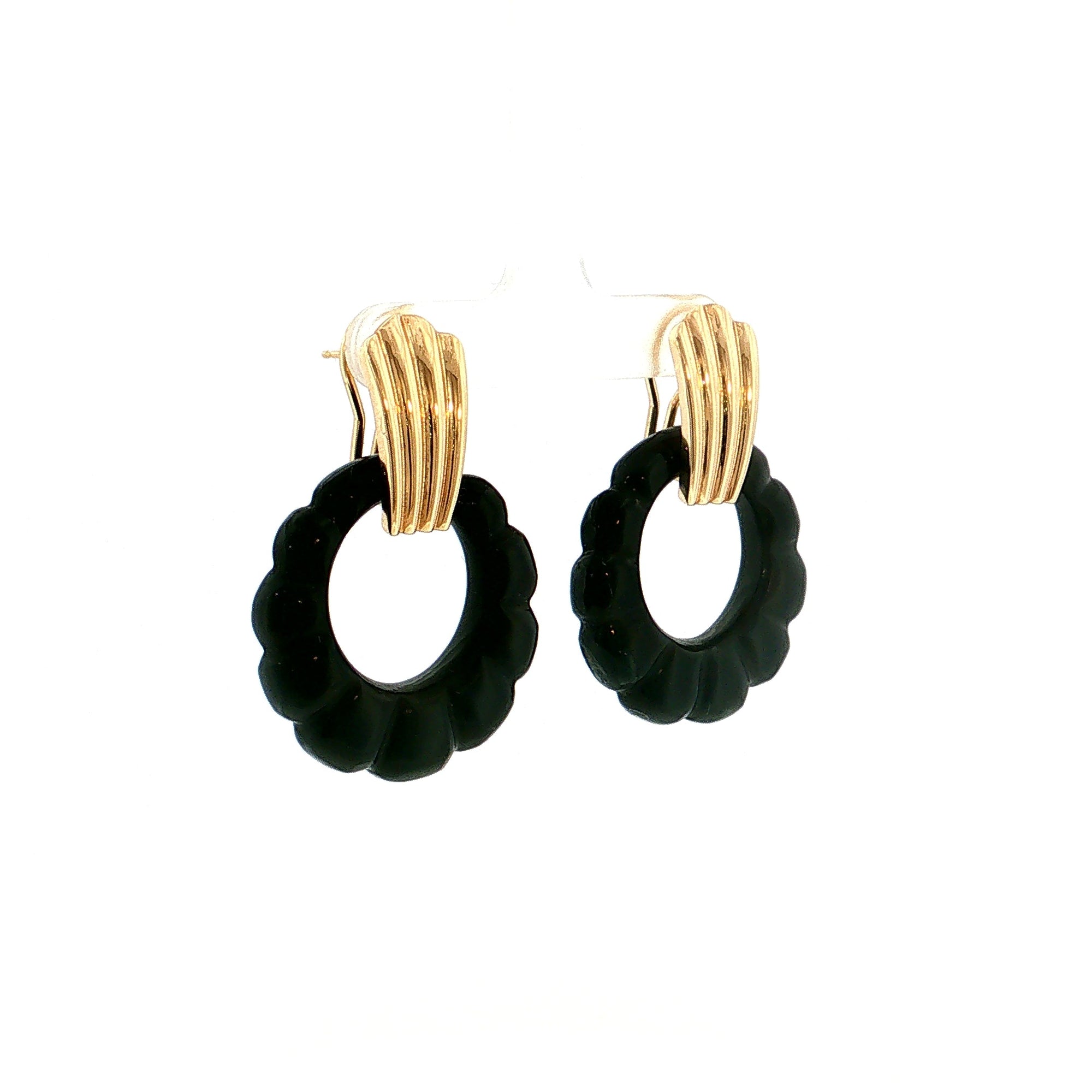 Eleanor Leftwich x Filigree Earrings Carved Jade &amp; Green Aventurine in 14k