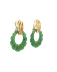 Eleanor Leftwich x Filigree Earrings Carved Jade & Green Aventurine in 14k