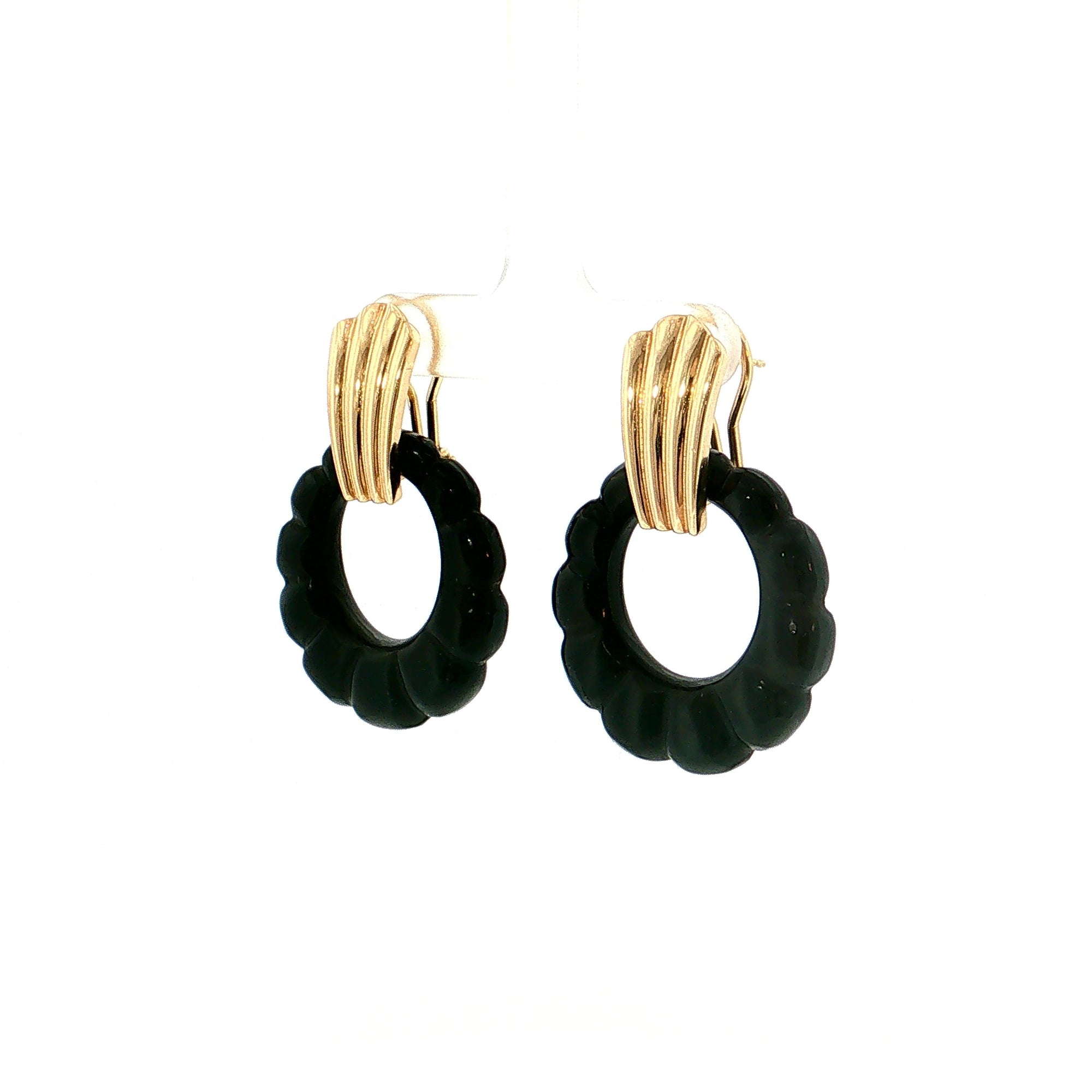 Eleanor Leftwich x Filigree Earrings Carved Jade &amp; Green Aventurine in 14k