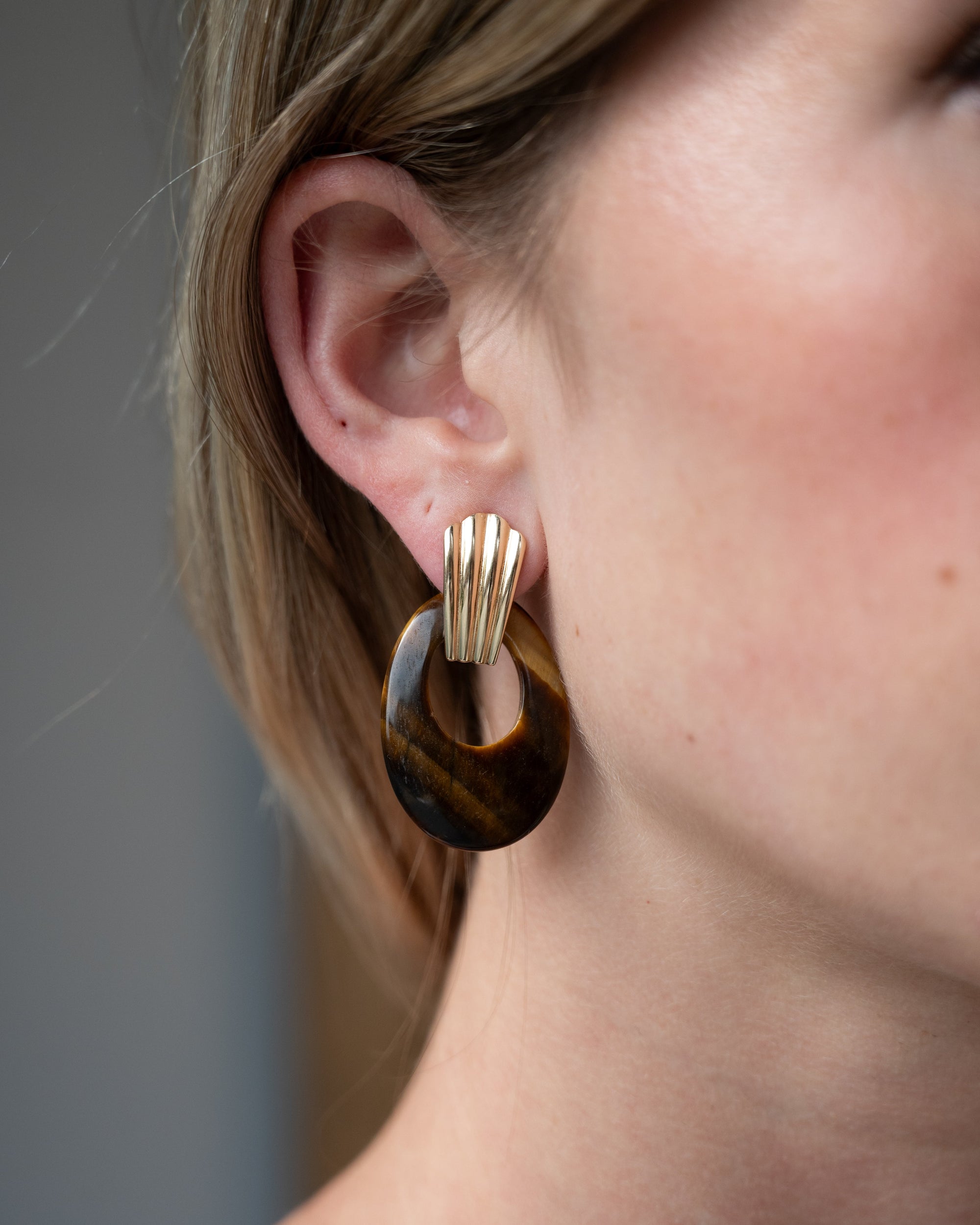 Eleanor Leftwich x Filigree Earrings Onyx &amp; Tiger's Eye in 14k