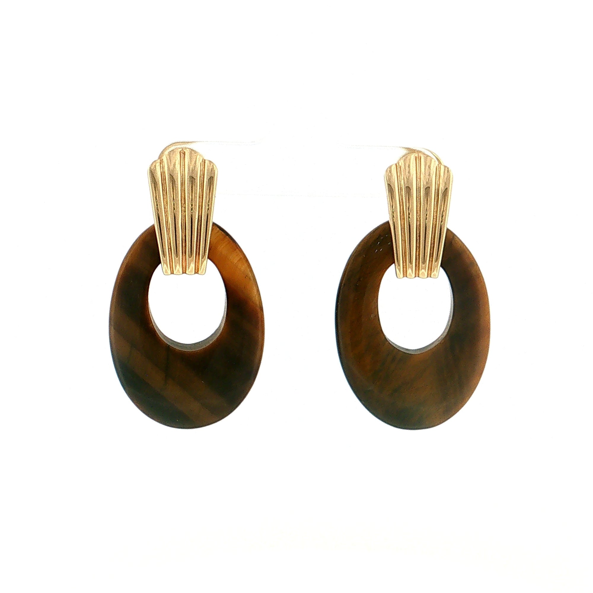Eleanor Leftwich x Filigree Earrings Onyx &amp; Tiger's Eye in 14k