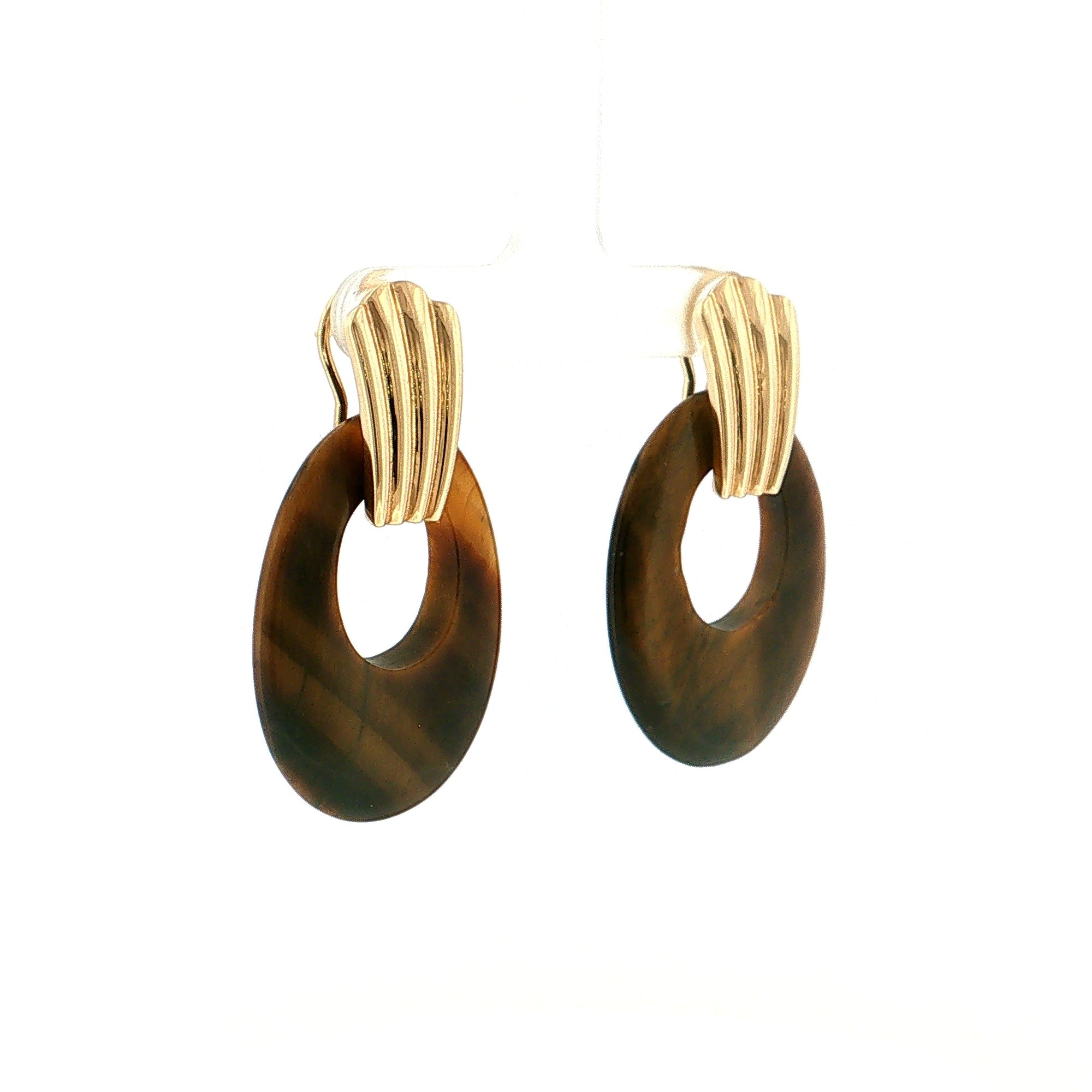 Eleanor Leftwich x Filigree Earrings Onyx &amp; Tiger's Eye in 14k