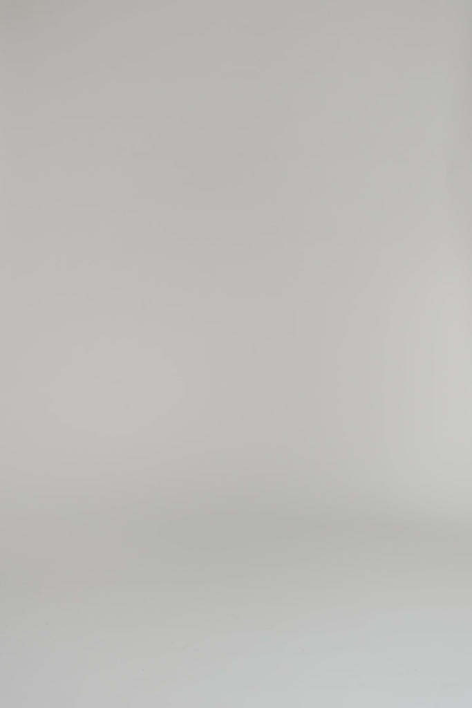 woman modeling long sleeve blue and white floral dress on a white backdrop